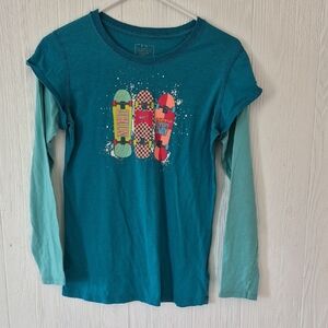 Nike Kids Blue Long Sleeve Tee with Skateboard Graphic